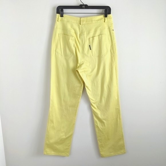 𝅺AVERARDO Bessi High Rise Yellow Pants 8 Luxury Preppy Tennis Prep Straight Leg - Picture 3 of 14